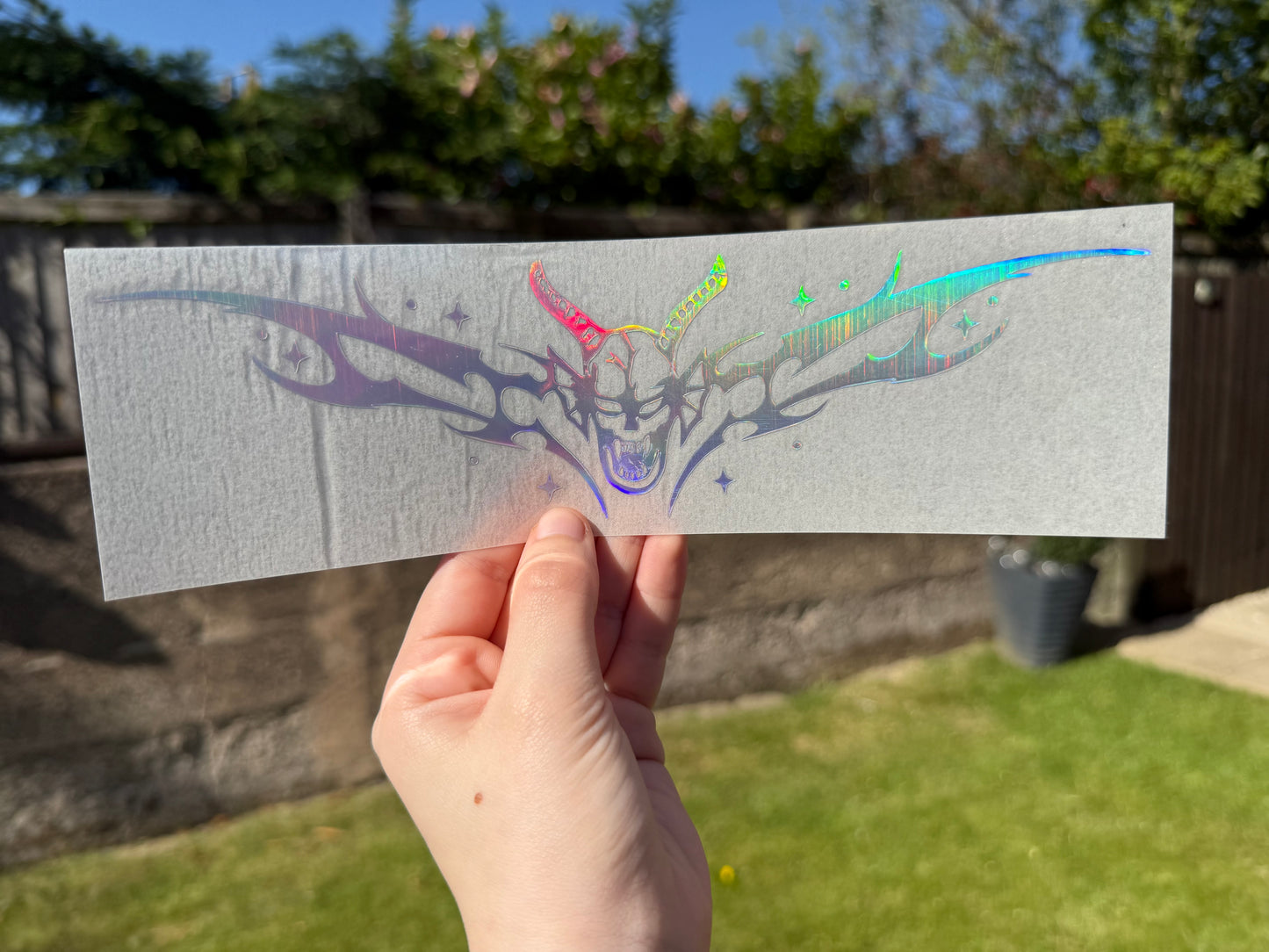 Hellfire Club ‘Tramp Stamp’ Car Sticker, Eddie Munson Vinyl Decal, Holographic Window Sticker