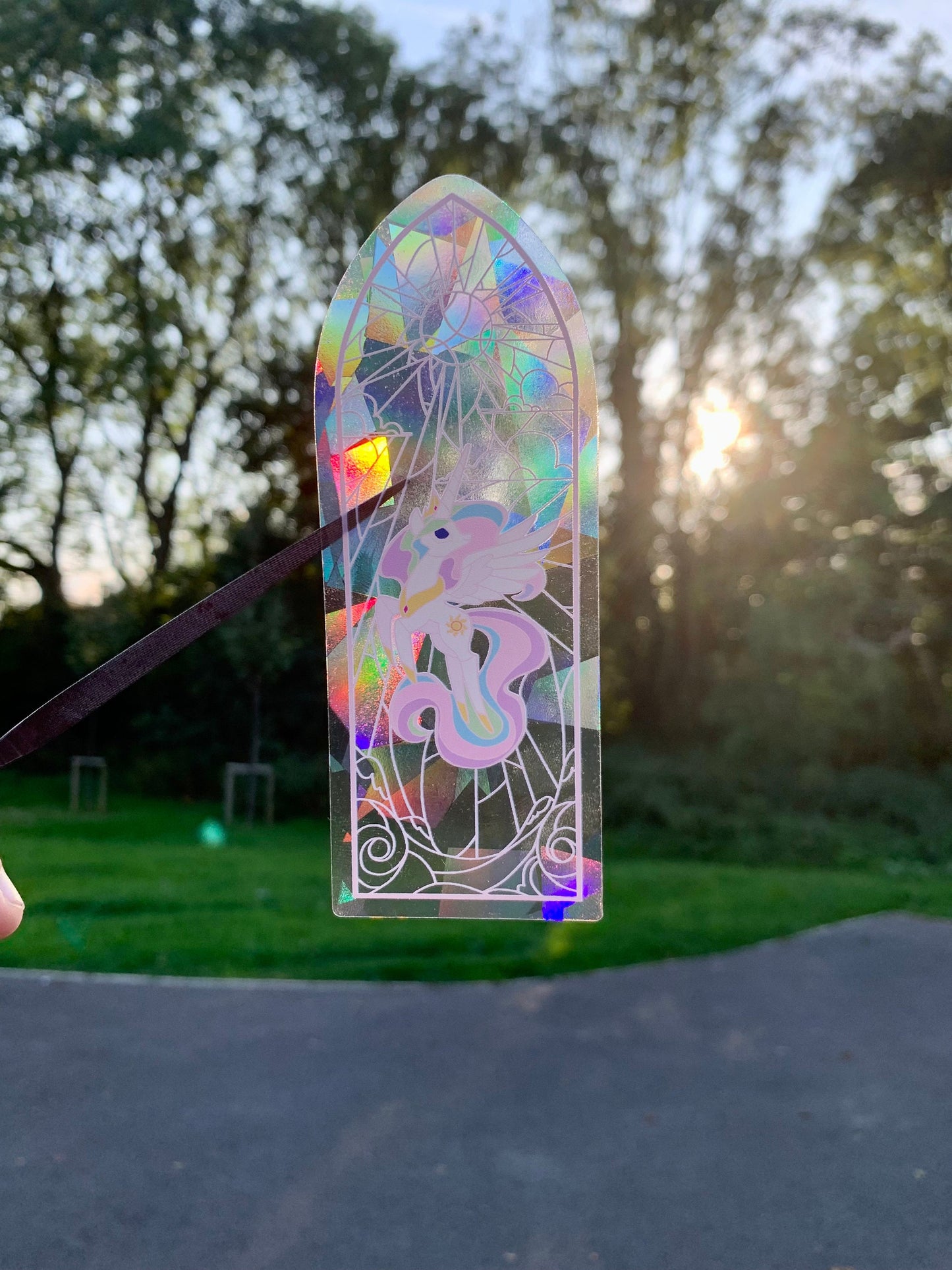 Sun catcher sticker, Twilight Celestia Luna, stained glass window pony decal