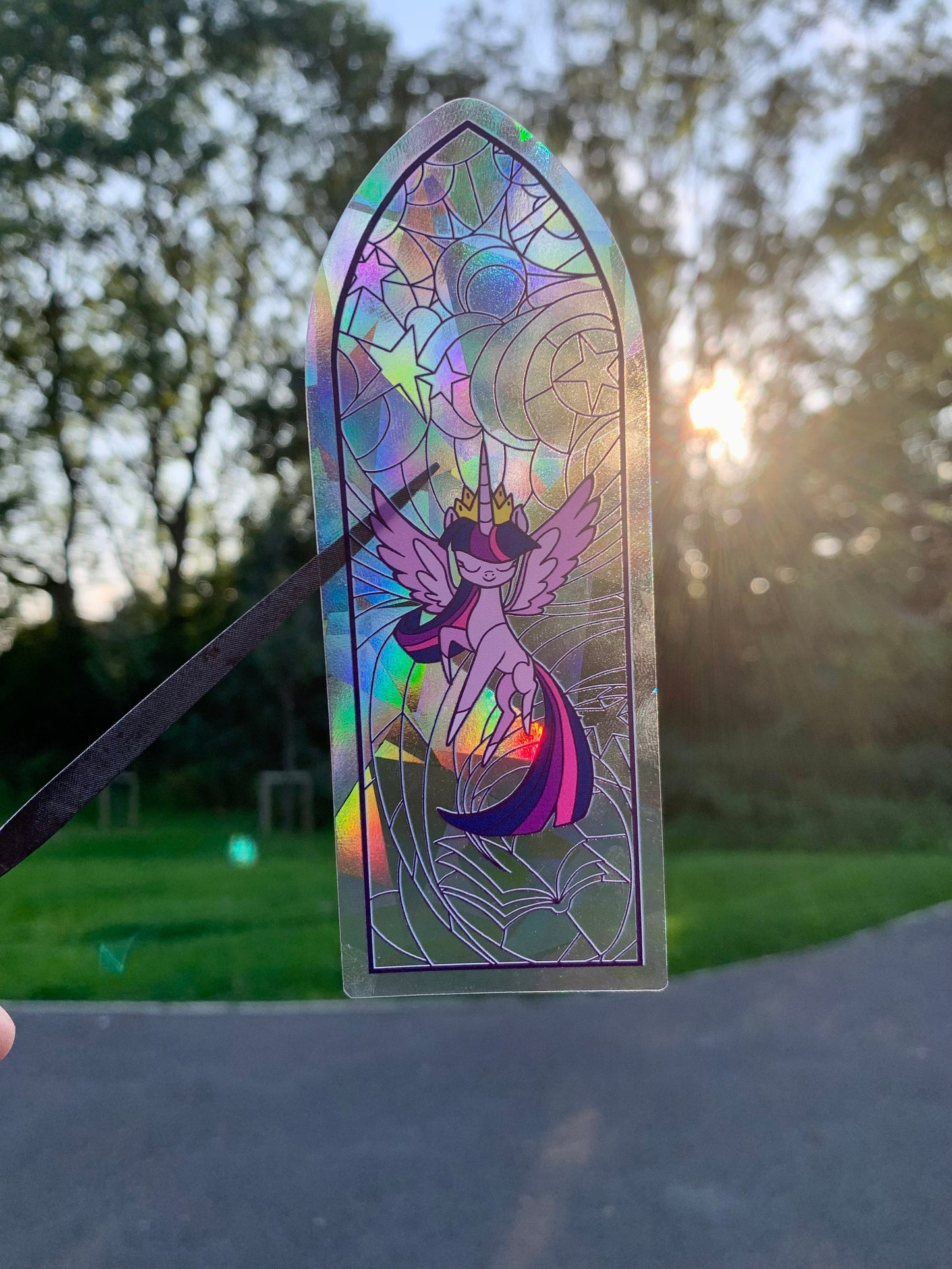 Sun catcher sticker, Twilight Celestia Luna, stained glass window pony decal