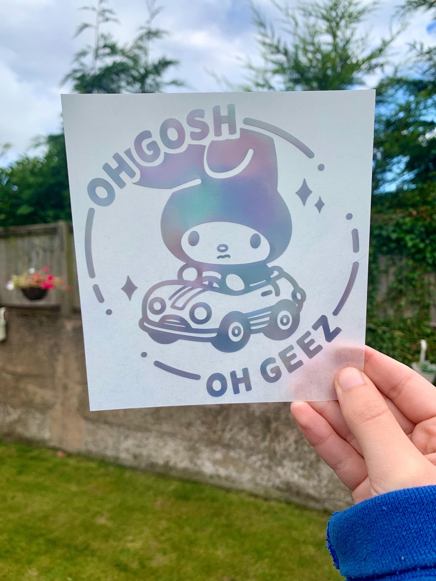 Pochacco Car Sticker, Oh Gosh Oh Geez Vinyl Decal, Holographic Window Sticker