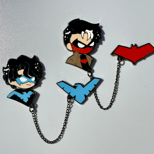 Nightwing & Red Hood Chain Enamel Pins