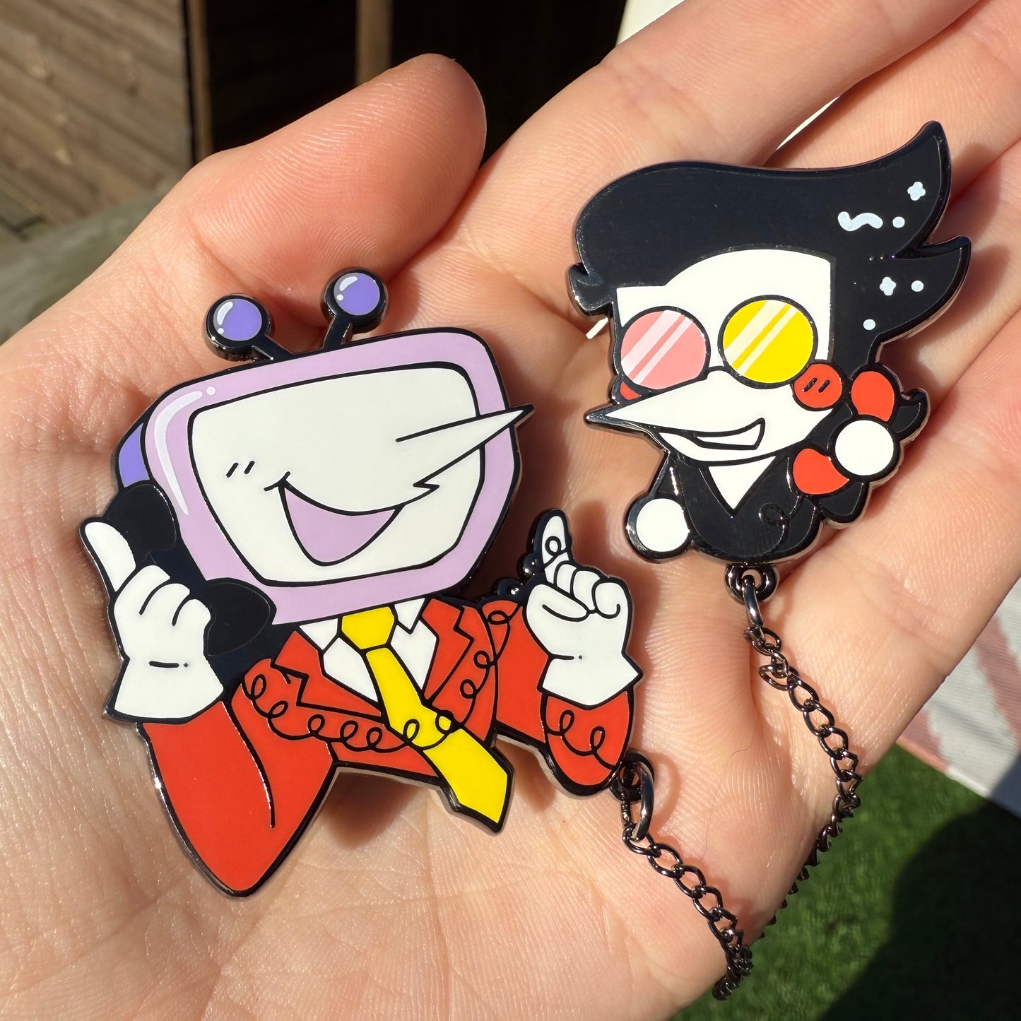 Deltarune Tenna, Spamton & Kris, Chain Enamel Pin