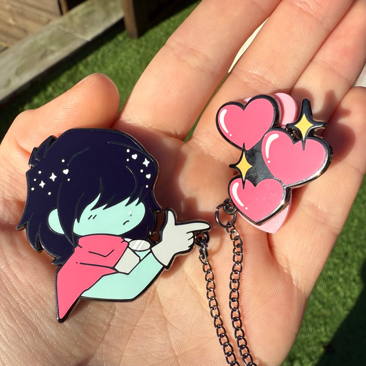 Deltarune Tenna, Spamton & Kris, Chain Enamel Pin