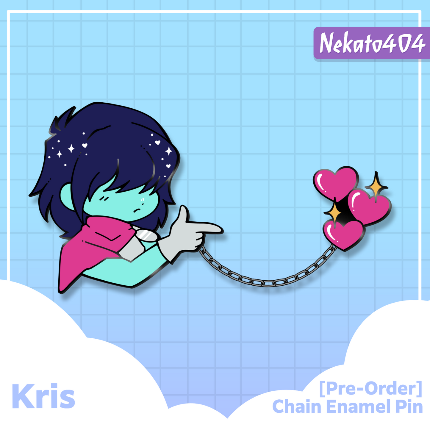 Deltarune Tenna, Spamton & Kris, Chain Enamel Pin