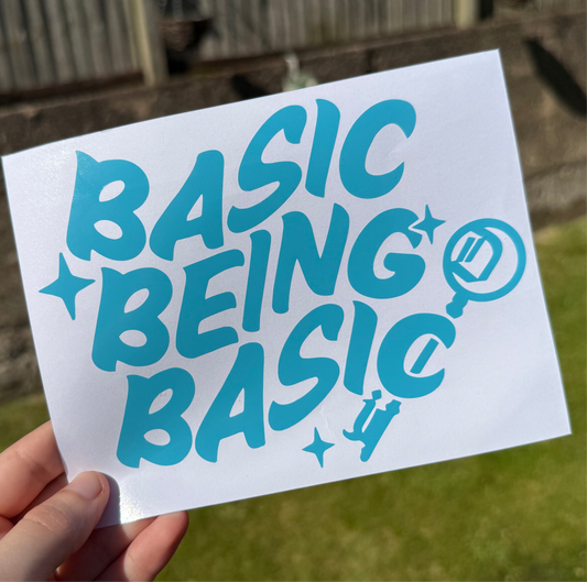 DJO Car Sticker, Basic Being Basic Vinyl Decal, Window Sticker