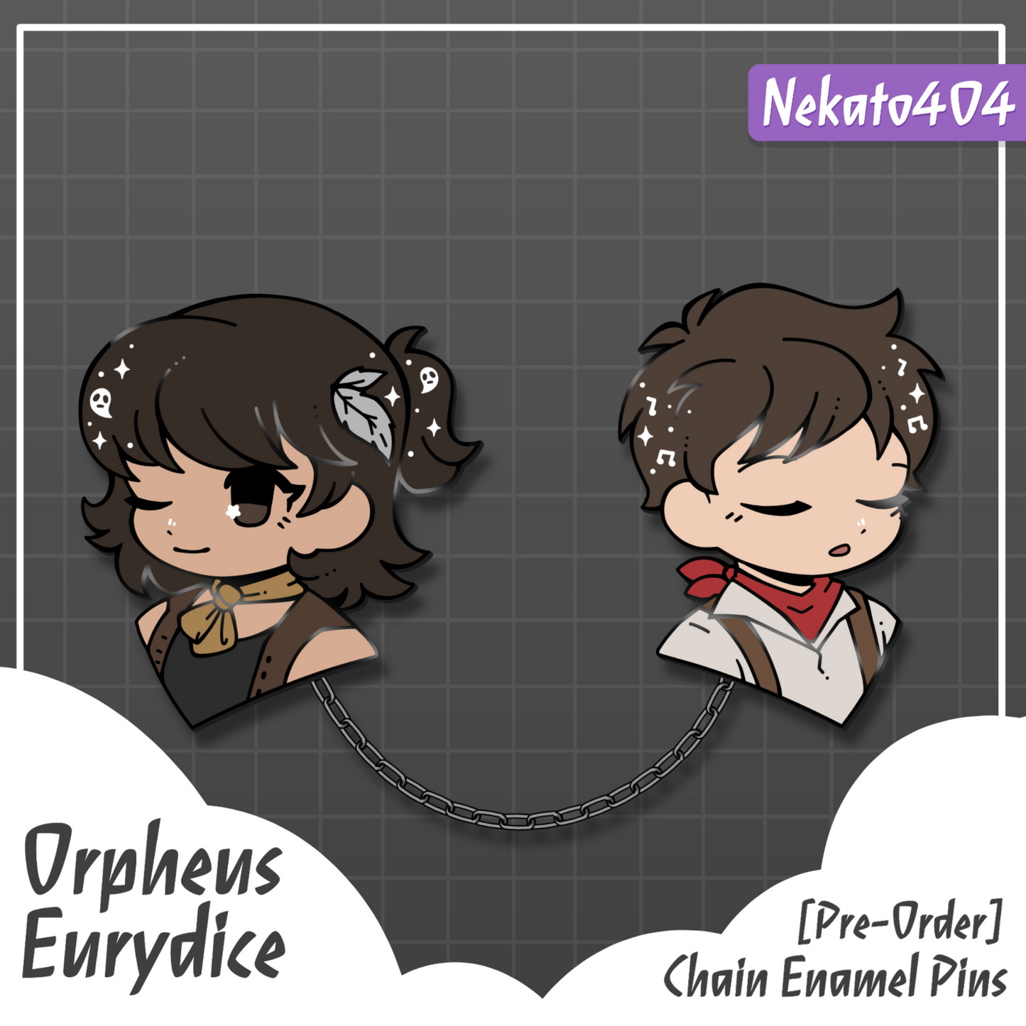 Hadestown Orpheus & Eurydice, Chain Enamel Pin