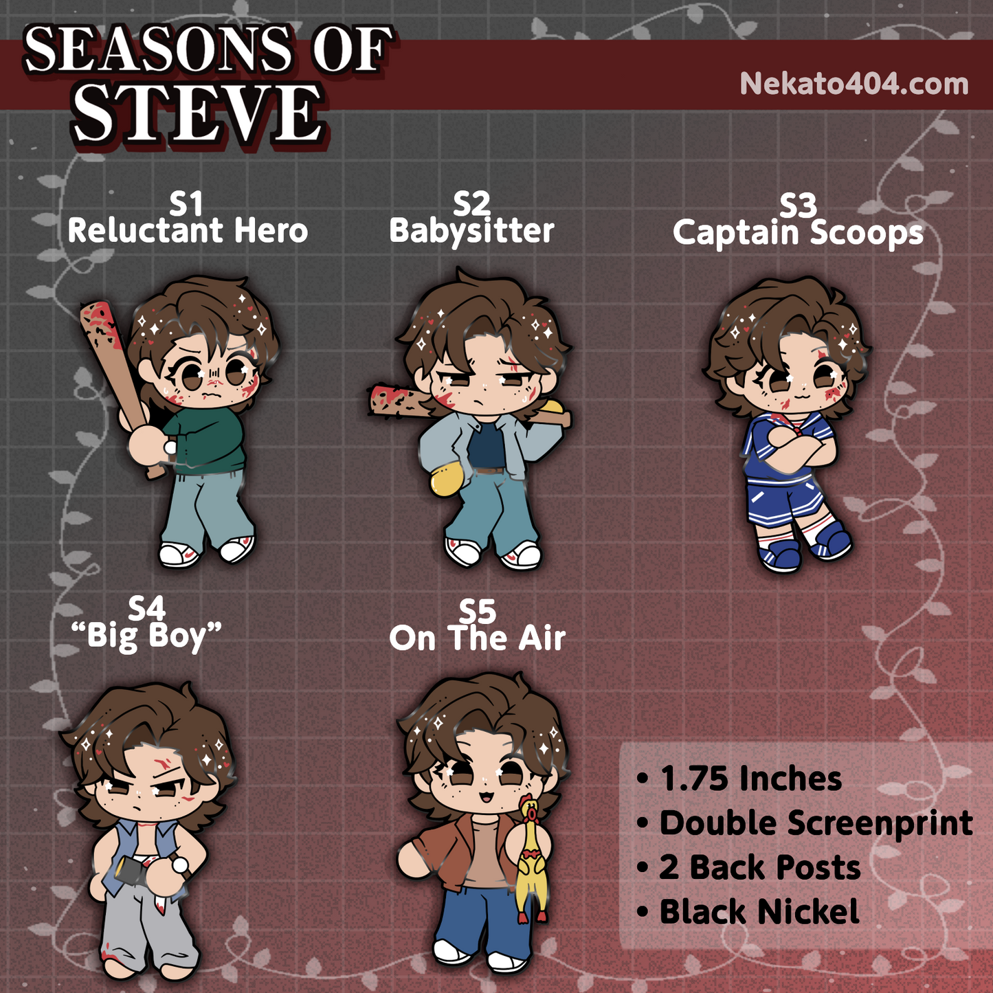 Steve Harrington Enamel Pin, S1-5 ST