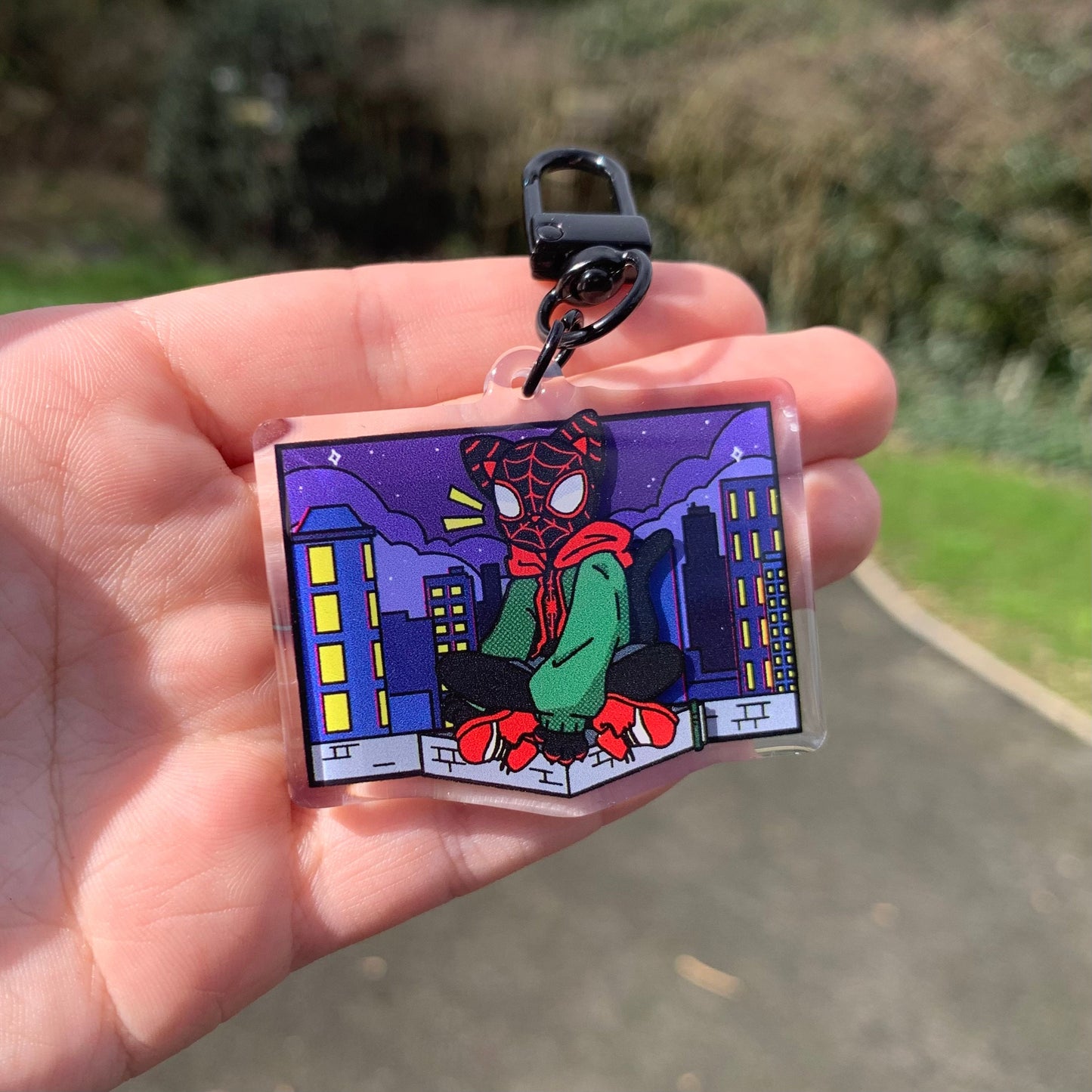 Spiderverse Miles, 3D acrylic charm meows morales