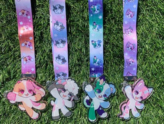 LGBT Furry lanyard charms, Acrylic fursona lanyard keychain