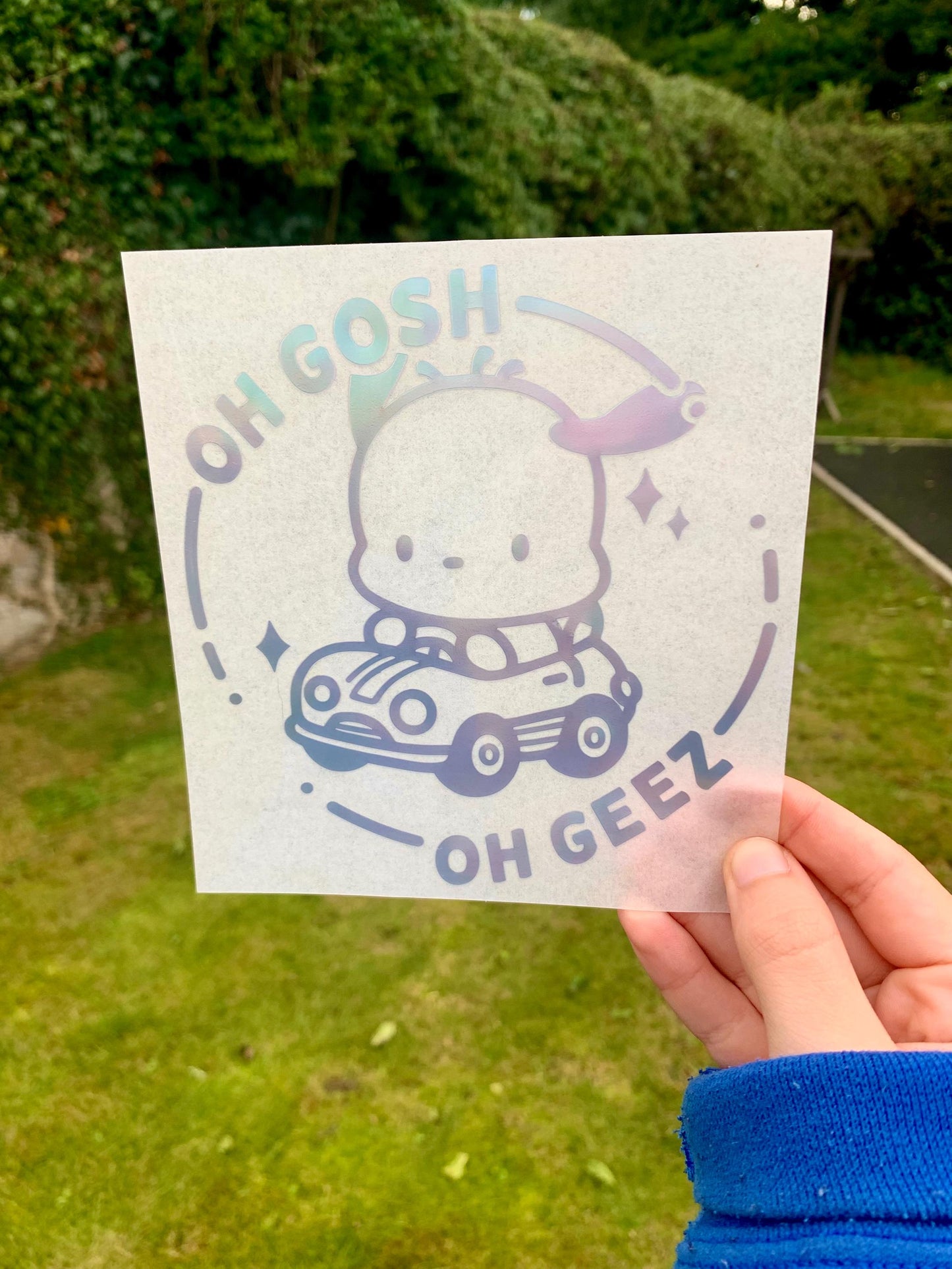 Hello Kitty Car Sticker, Oh Gosh Oh Geez Vinyl Decal, Holographic Window Sticker