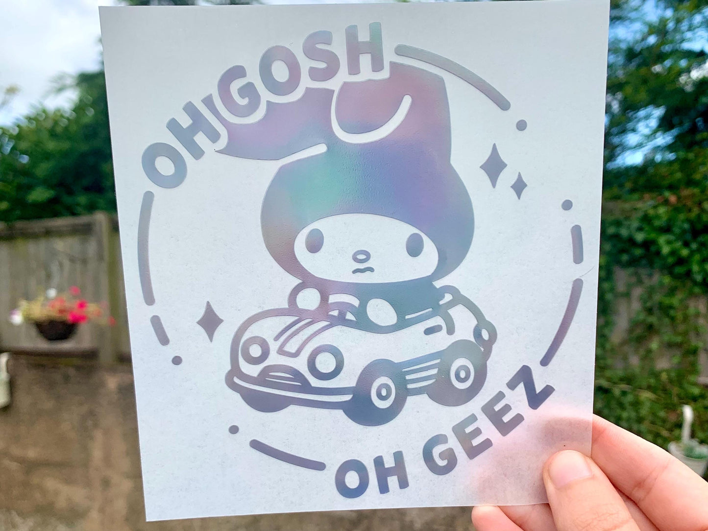 My Melody Car Sticker, Oh Gosh Oh Geez Vinyl Decal, Holographic Window Sticker